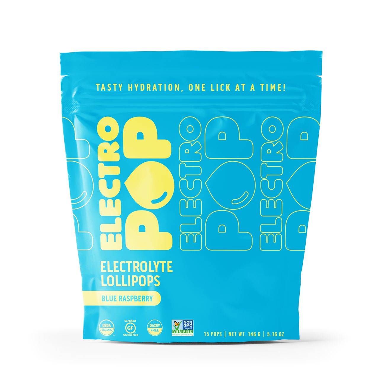 Blue Raspberry ElectroPop electrolyte lollipops, 15-count pouch